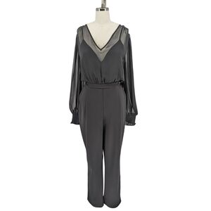 19955 NEW  Express Straight Leg Jumpsuit Black size Large preppy Business casual